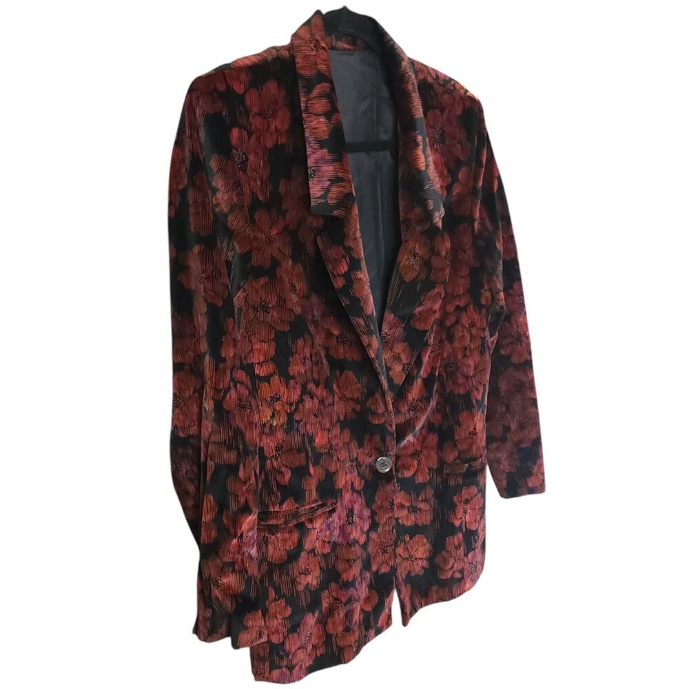 VINTAGE ELLIOT ANDREWS Women's Blazer Floral Textured Burnout Velvet sz 10 - Picture 4 of 7
